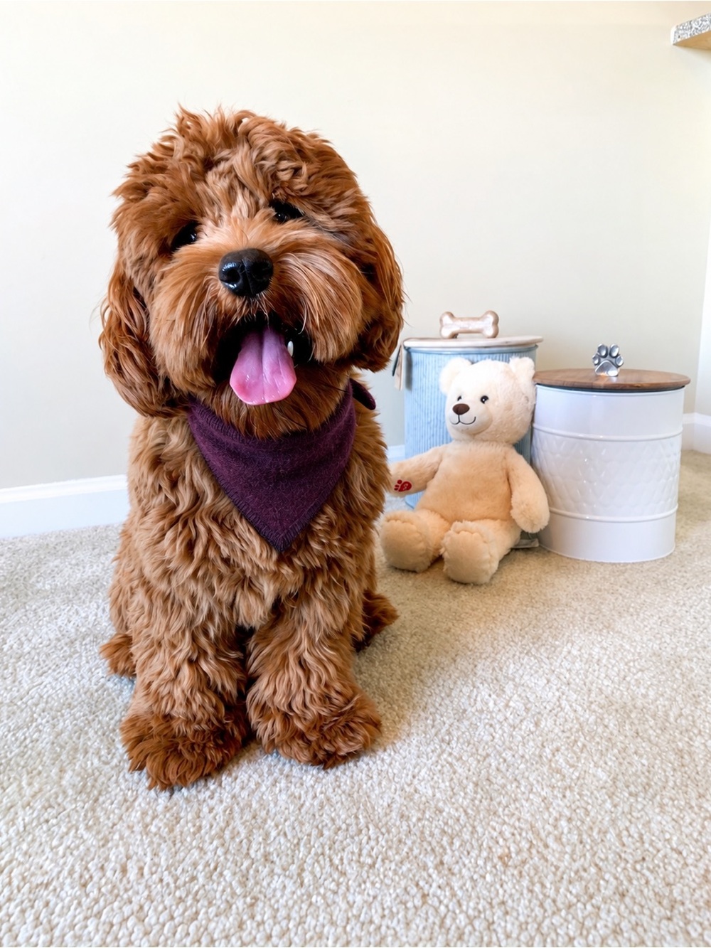 Handmade 100% Cashmere Dog Bandana Plum Purple Small Pet Scarf